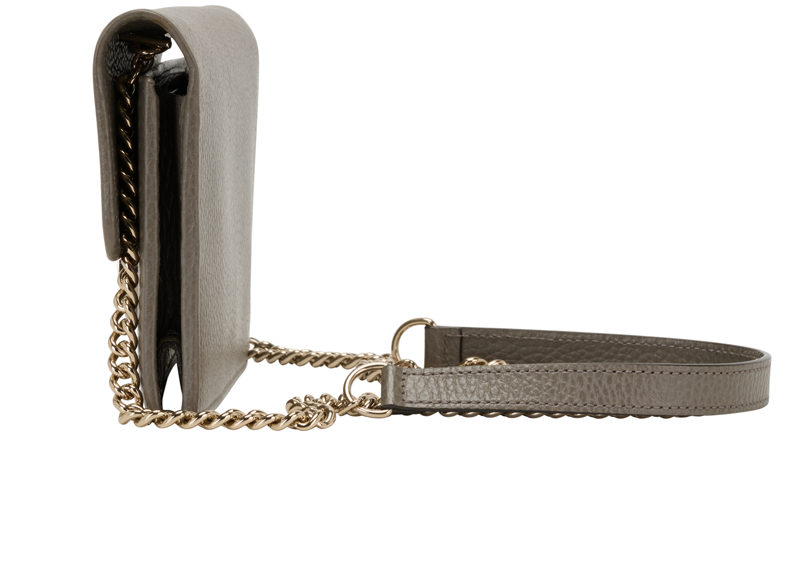 Interlocking G Wallet On Chain, &pound;450, Handbags, Grey, Leather, Bottom view